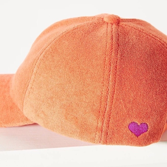 NWT Anthropologie Icon Orange Terry Cloth Baseball Cap - Picture 2 of 4